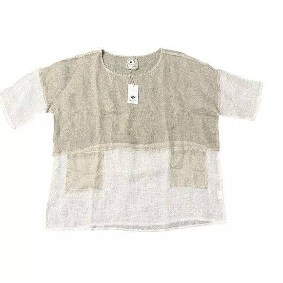 Namsar Lagenlook Natural LinenTunic Top Oversized Sz OS Sheer Neutral Minimalist - Picture 3 of 10